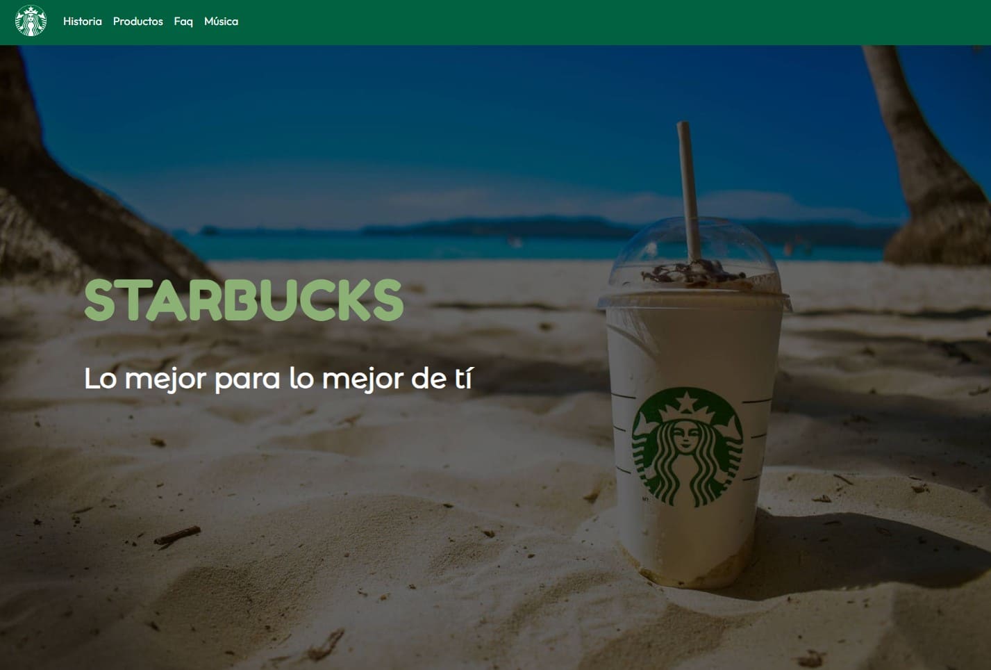 Starbucks landing page
